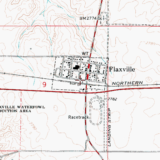 Topographic Map of Flaxville, MT