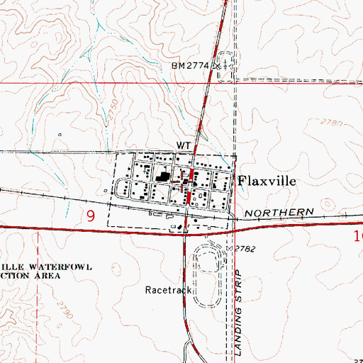 Topographic Map of Flaxville Post Office, MT