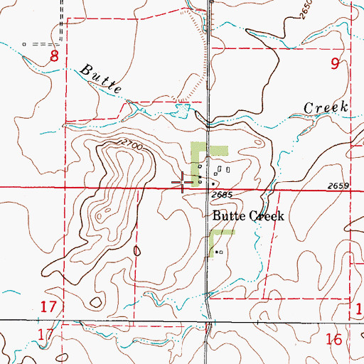 Topographic Map of Butte Creek School (historical), MT