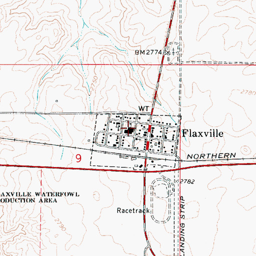 Topographic Map of Flaxville School, MT
