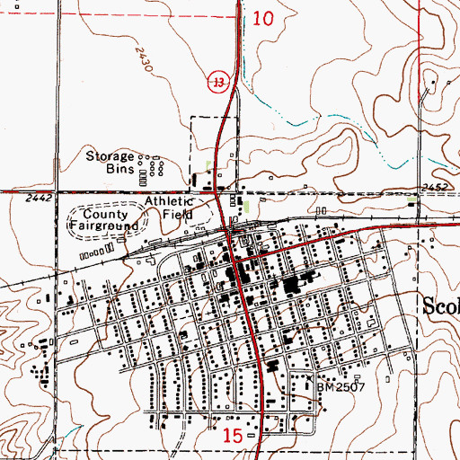 Topographic Map of Scobey Police Department, MT