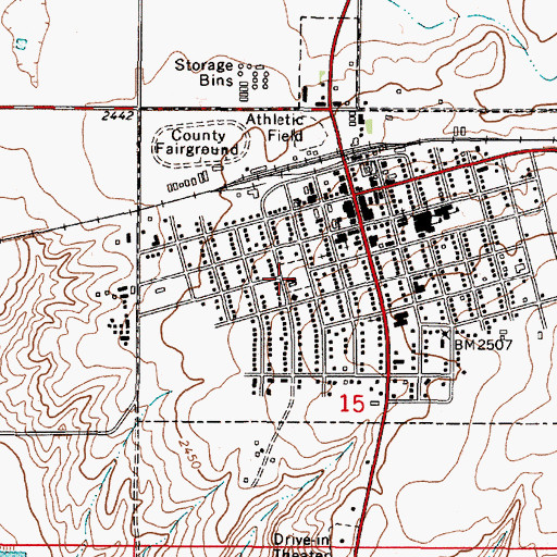 Topographic Map of Roseland Park, MT