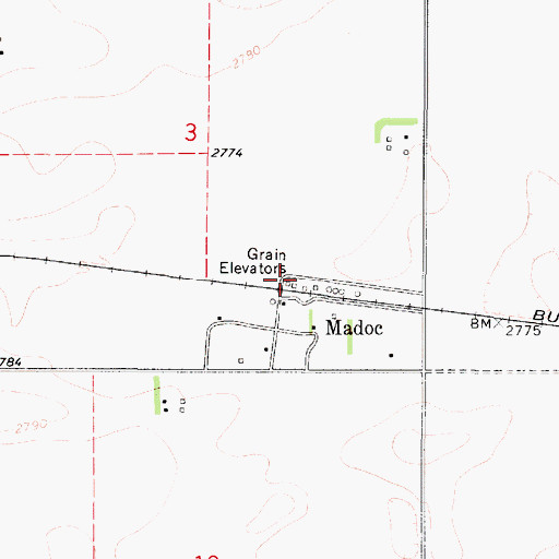 Topographic Map of Montana-Dakota Elevator (historical), MT