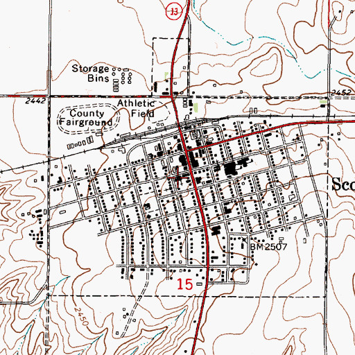 Topographic Map of Daniels County Courthouse, MT