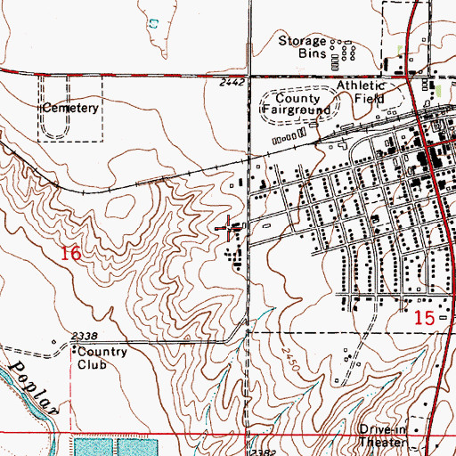 Topographic Map of Daniels County Museum, MT