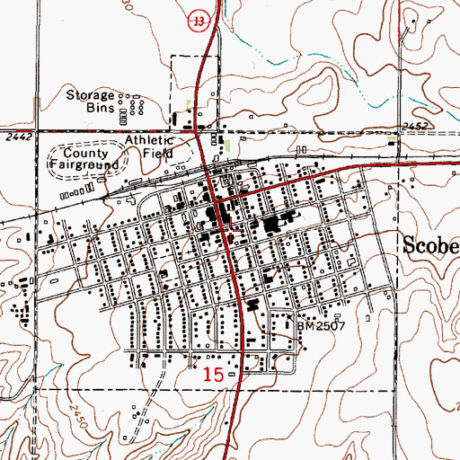 Topographic Map of Daniels County Library, MT