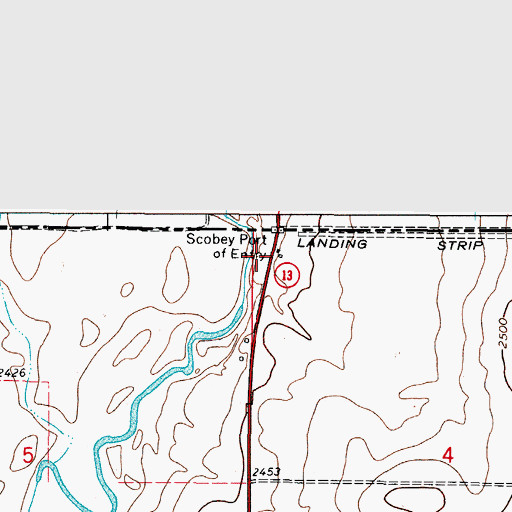 Topographic Map of United States Customs and Border Protection Scobey Port of Entry, MT
