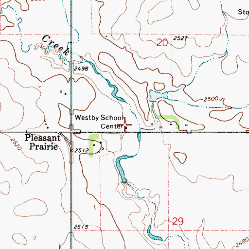 Topographic Map of Westby School Center (historical), MT