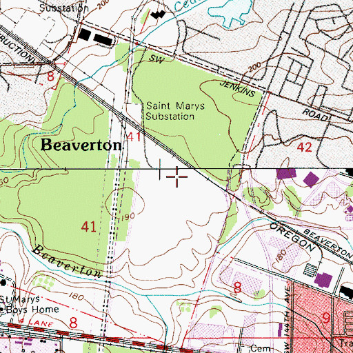 Topographic Map of Saint Marys (historical), OR