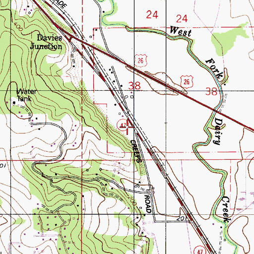 Topographic Map of Davies (historical), OR