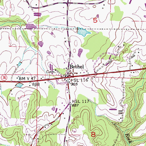 Topographic Map of Bethel Community Center, AL