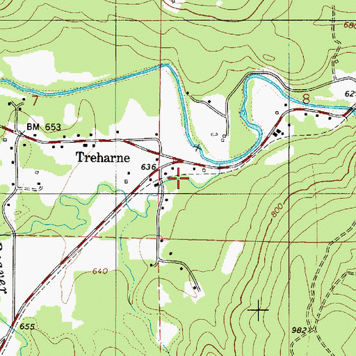 Topographic Map of Trehorn (historical), OR