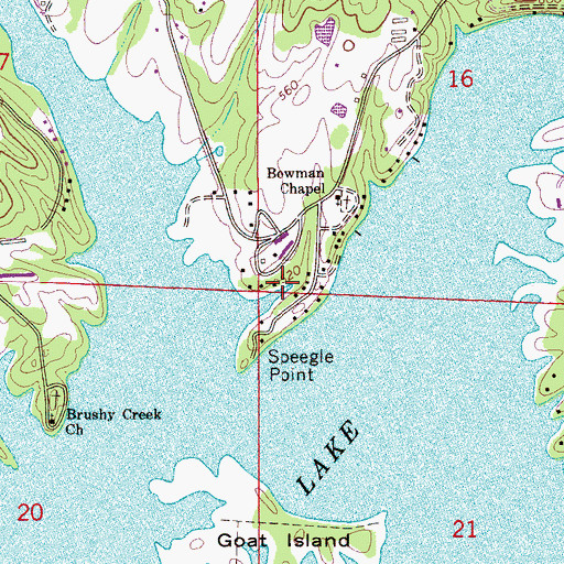 Topographic Map of Speegles Marina, AL