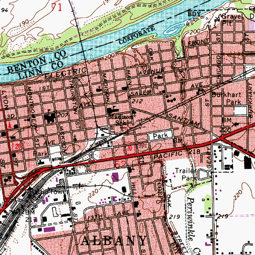 Topographic Map of SP Connection Albany, OR