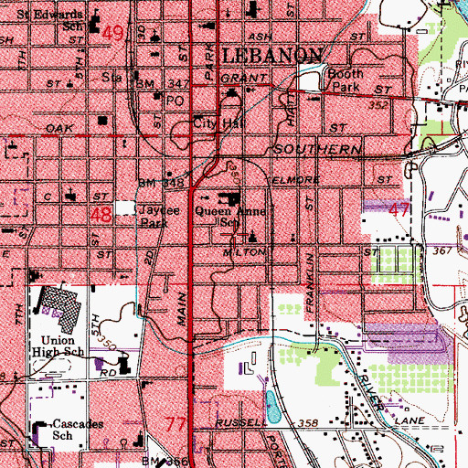 Topographic Map of Lebanon OE Siding (historical), OR
