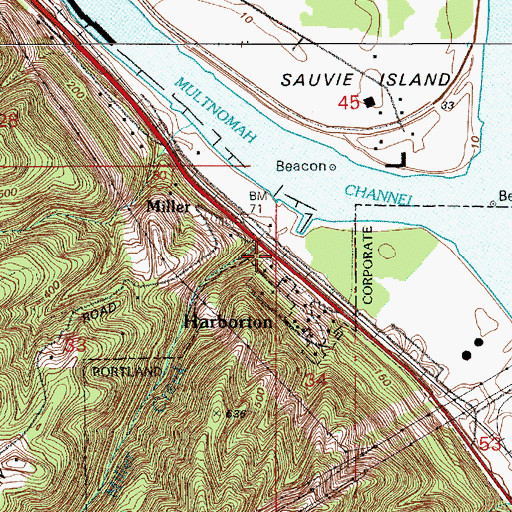 Topographic Map of Harbor Siding, OR