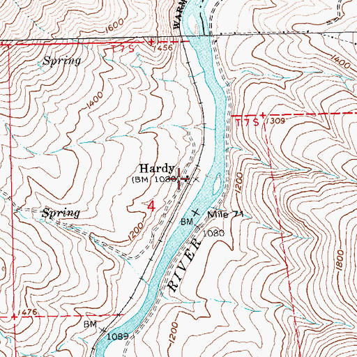 Topographic Map of Hardy, OR