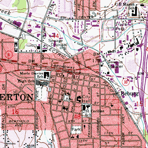 Topographic Map of Beaverton, OR