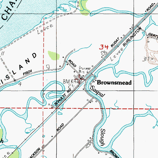 Topographic Map of Brownsmead, OR