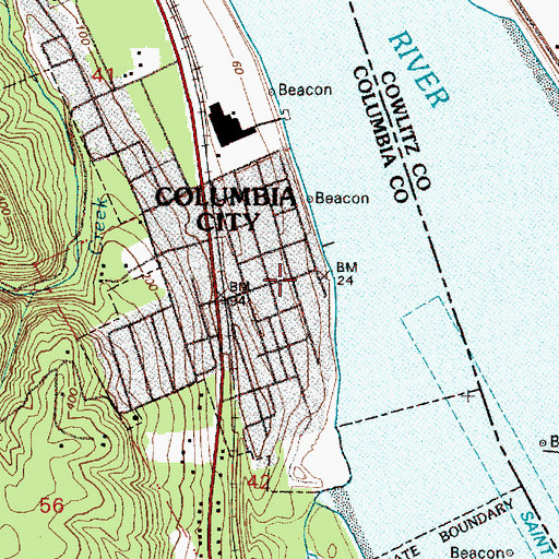 Topographic Map of Columbia City, OR