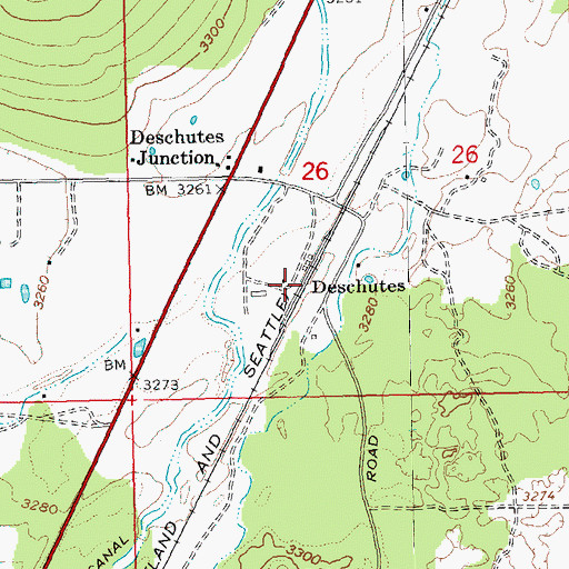 Topographic Map of Deschutes, OR