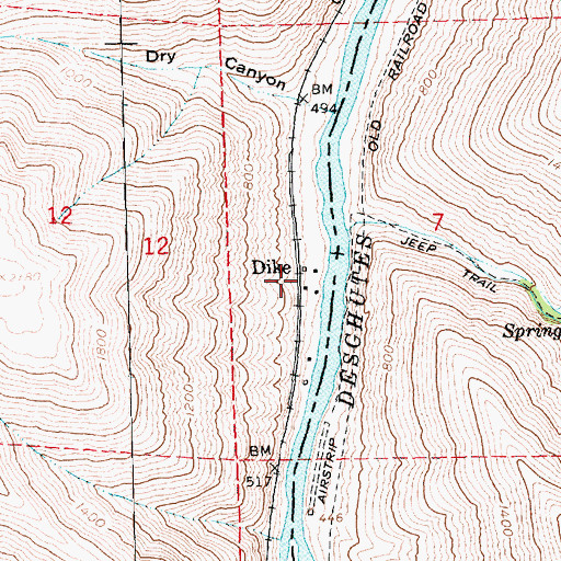 Topographic Map of Dike, OR