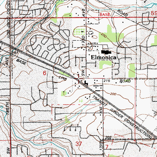 Topographic Map of Elmonica, OR