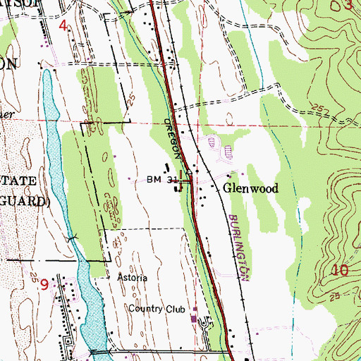 Topographic Map of Glenwood (historical), OR