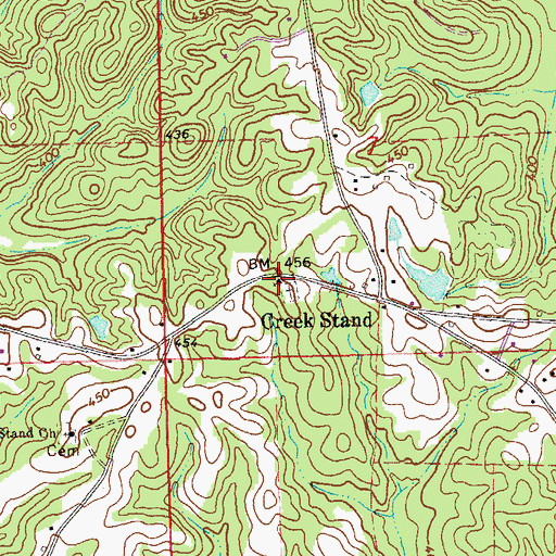 Topographic Map of Creek Stand Church, AL