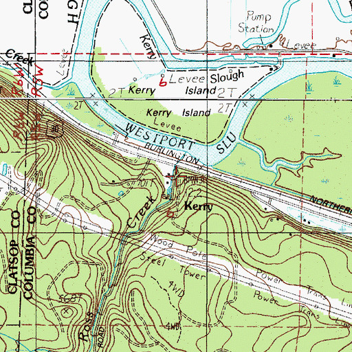 Topographic Map of Kerry, OR