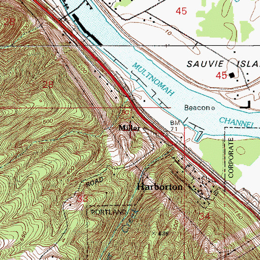 Topographic Map of Miller (historical), OR