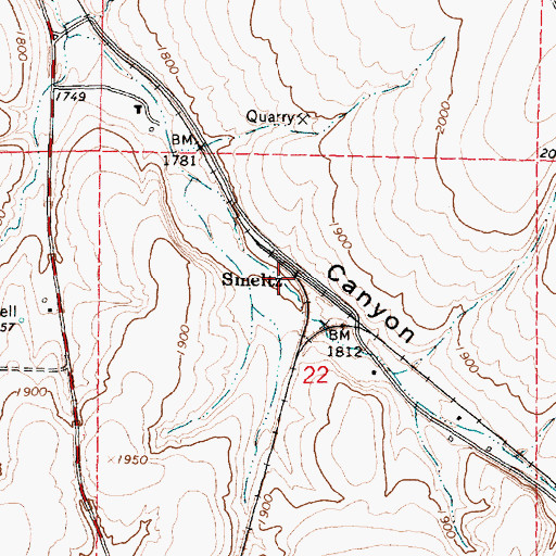 Topographic Map of Smeltz, OR
