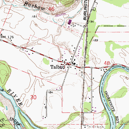 Topographic Map of Talbot, OR