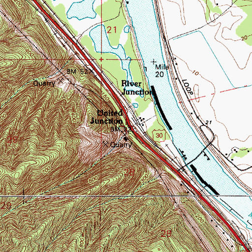 Topographic Map of United Junction, OR