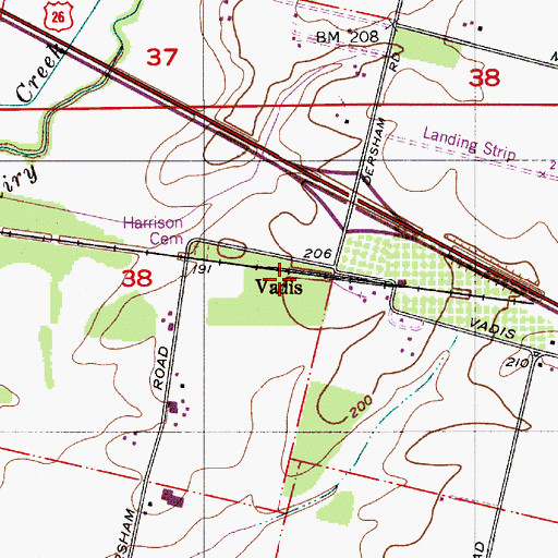 Topographic Map of Vadis, OR