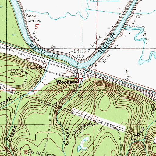 Topographic Map of Woodson, OR