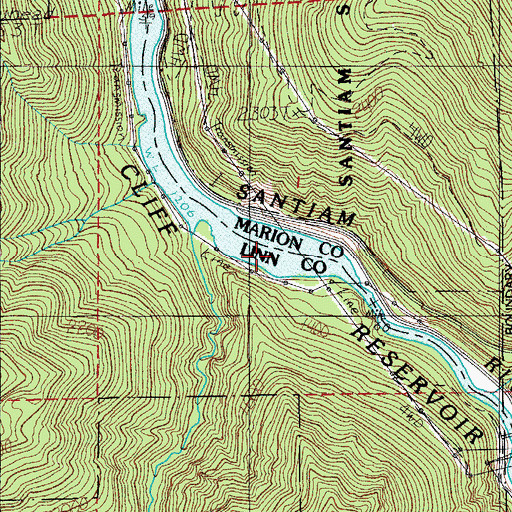 Topographic Map of Big Cliff Reservoir, OR