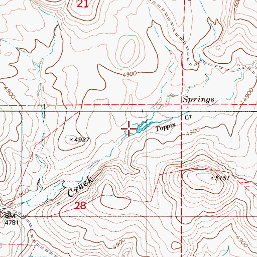 Topographic Map of Toppin Creek, OR