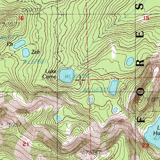 Topographic Map of Mountain Lakes Wilderness, OR