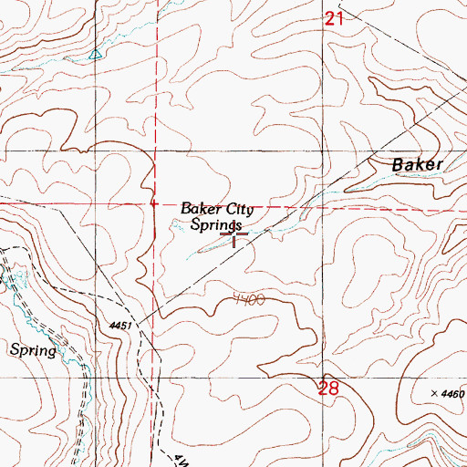 Topographic Map of Baker City Springs, OR