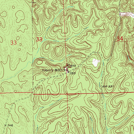 Topographic Map of Liberty Hill Cemetery, AL