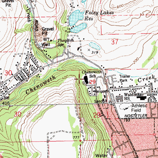 Topographic Map of Chenoweth Middle School (historical), OR
