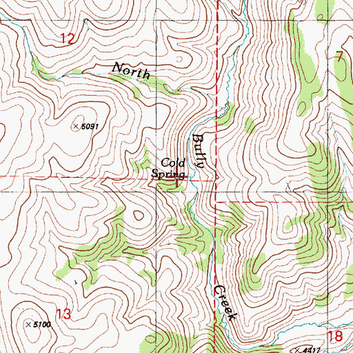 Topographic Map of Cold Spring, OR