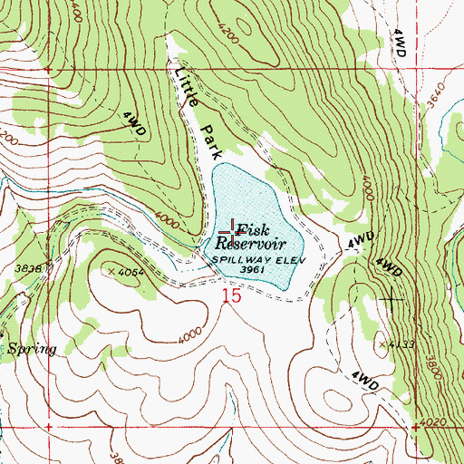 Topographic Map of Fisk Reservoir, OR