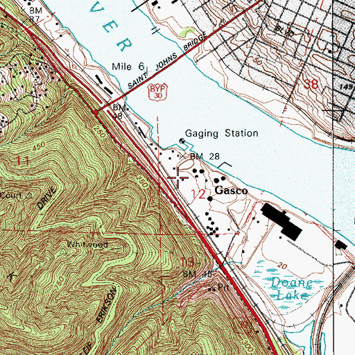 Topographic Map of Gasco, OR