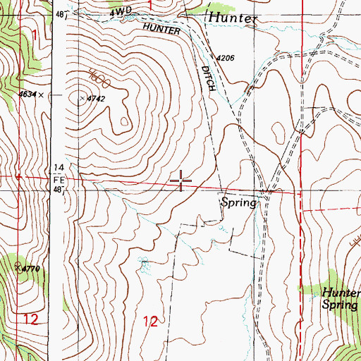 Topographic Map of Hunter Ditch, OR