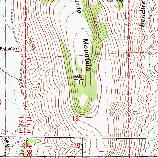 Topographic Map of Hunter Mountain, OR