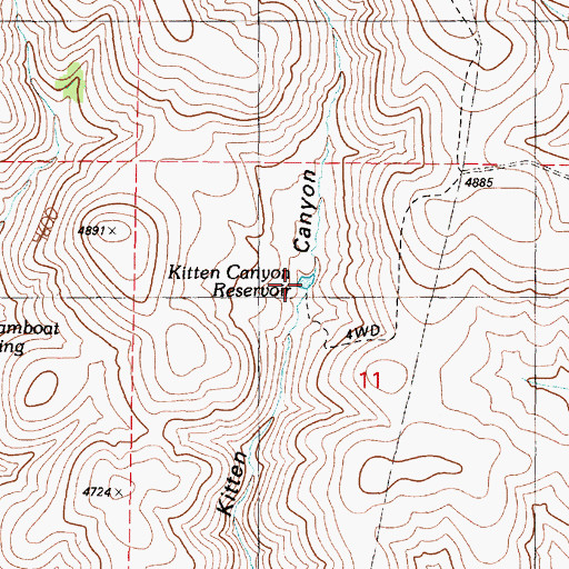 Topographic Map of Kitten Canyon Reservoir, OR