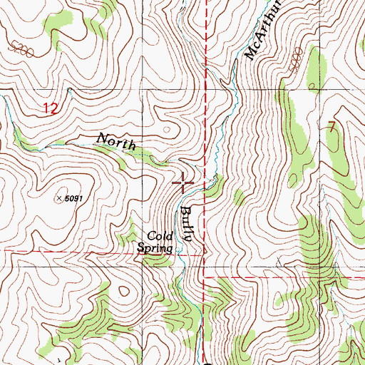 Topographic Map of McArthur Creek, OR
