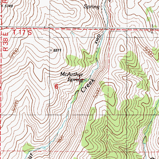 Topographic Map of McArthur Spring, OR